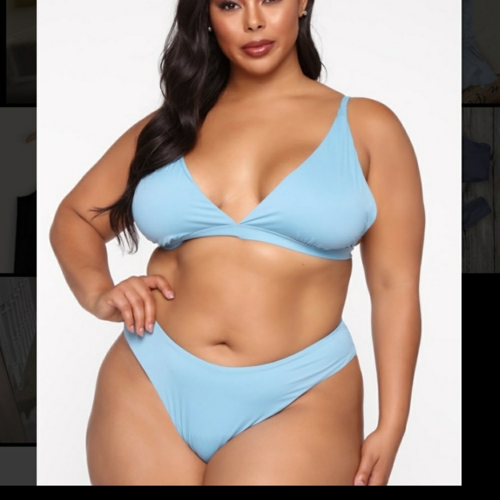 FashionNova Keep You Relevant Bikini in Light Blue